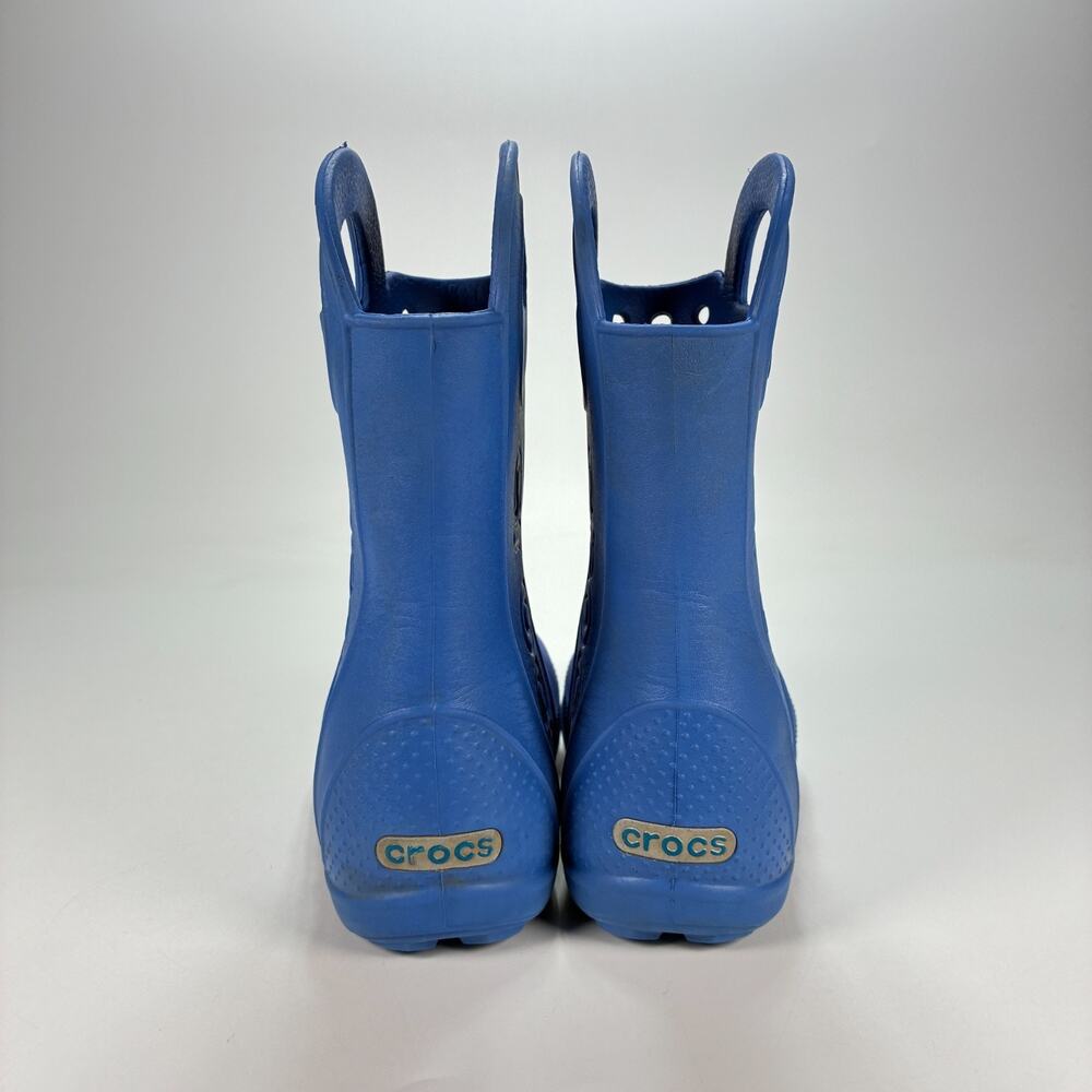 Crocs Handle It Cerulean Blue Mid Calf Pull On Waterproof Rain Boots Kids Sz 12 - Picture 5 of 9